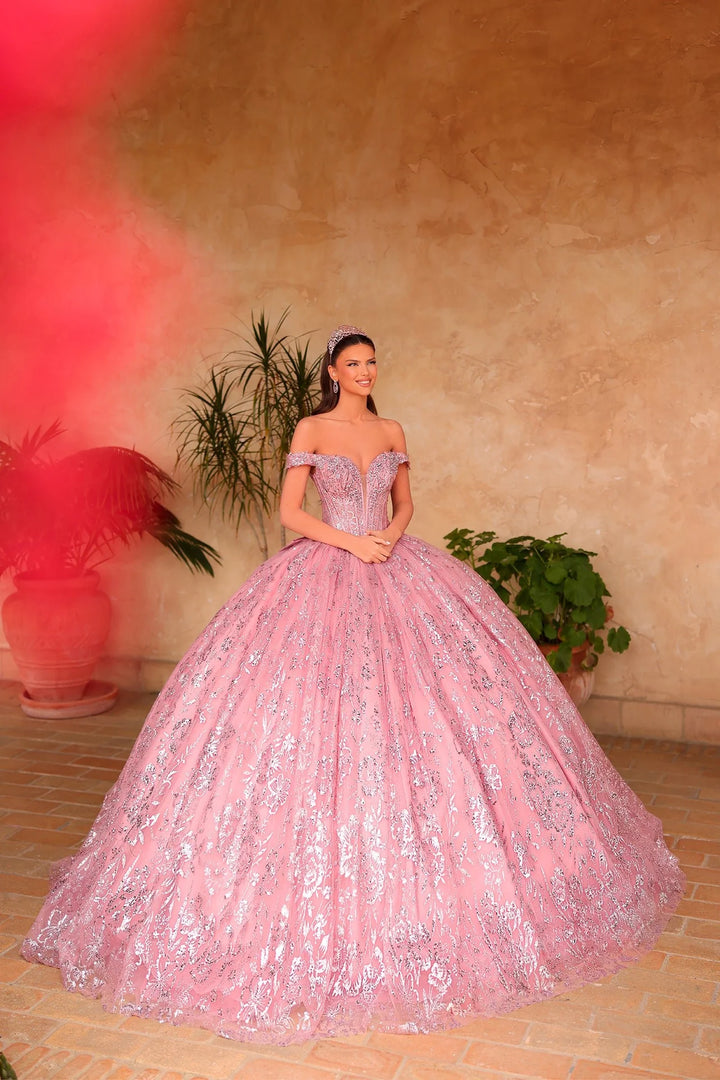 Glitter Off Shoulder Ball Gown by Amarra 54117