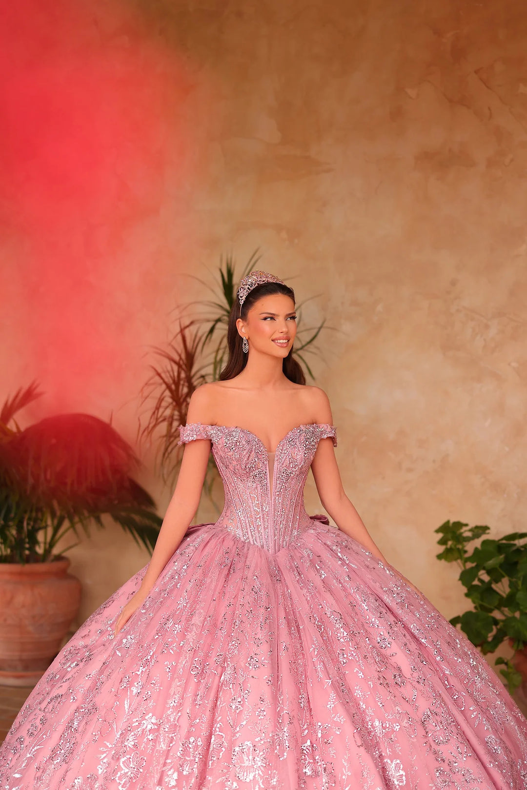 Glitter Off Shoulder Ball Gown by Amarra 54117