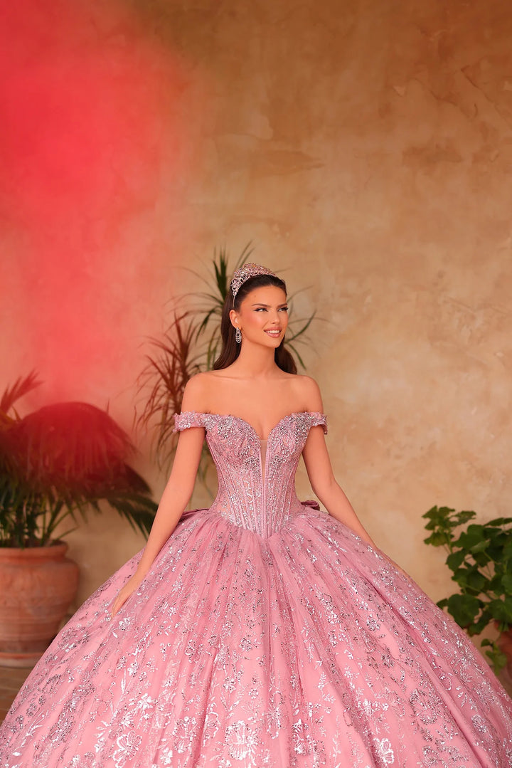 Glitter Off Shoulder Ball Gown by Amarra 54117