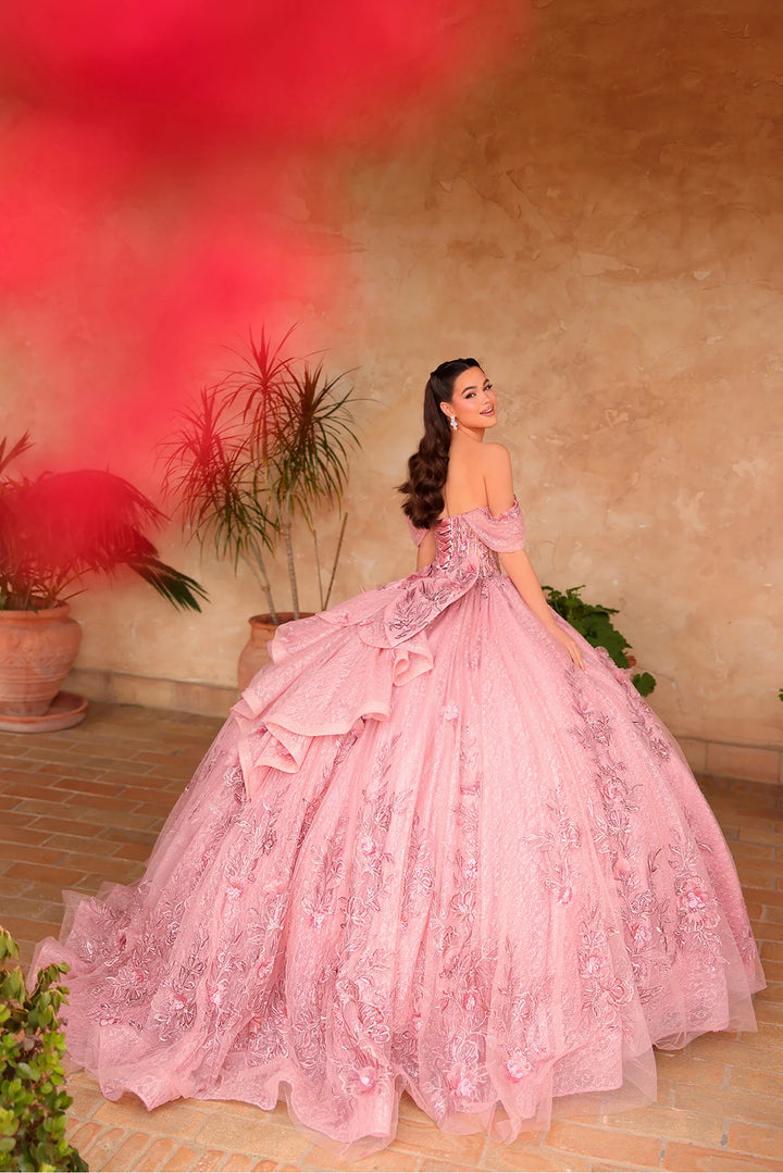 3D Floral Off Shoulder Ball Gown by Amarra 54119