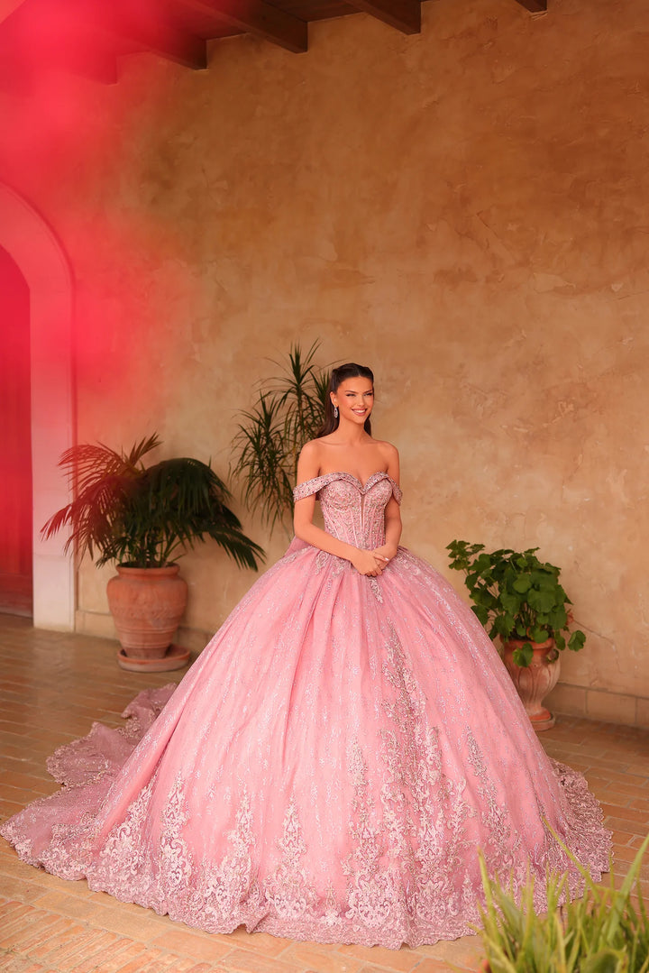 Applique Off Shoulder Ball Gown by Amarra 54123