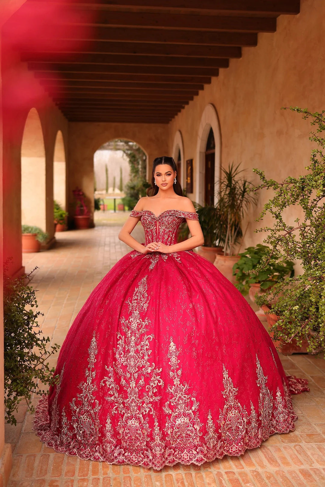 Applique Off Shoulder Ball Gown by Amarra 54123