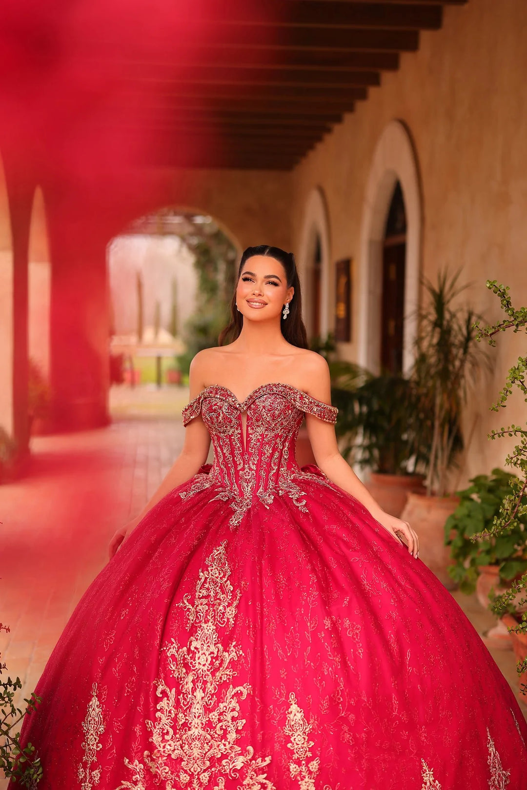 Applique Off Shoulder Ball Gown by Amarra 54123