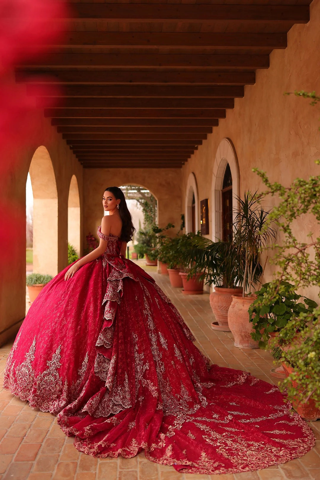 Applique Off Shoulder Ball Gown by Amarra 54123