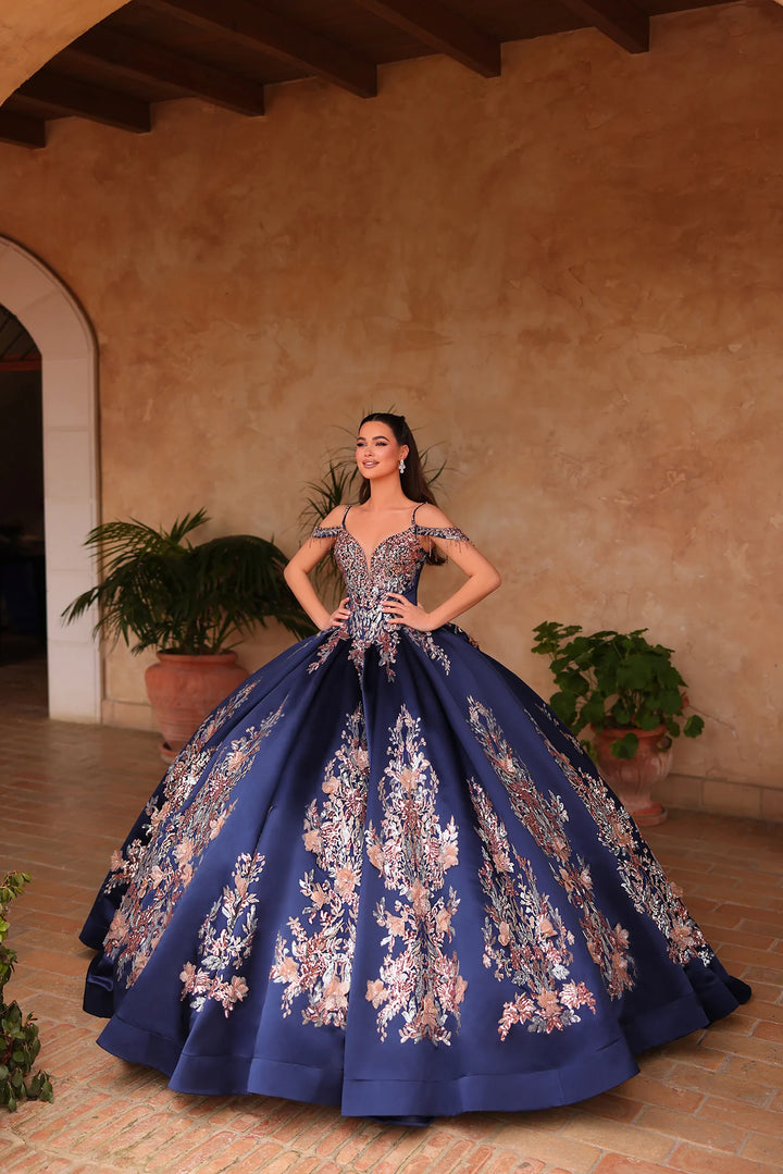 Fringe Cold Shoulder Ball Gown by Amarra 54127