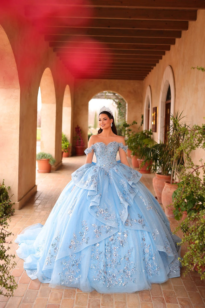 Off Shoulder Ruffled Ball Gown by Amarra 54129
