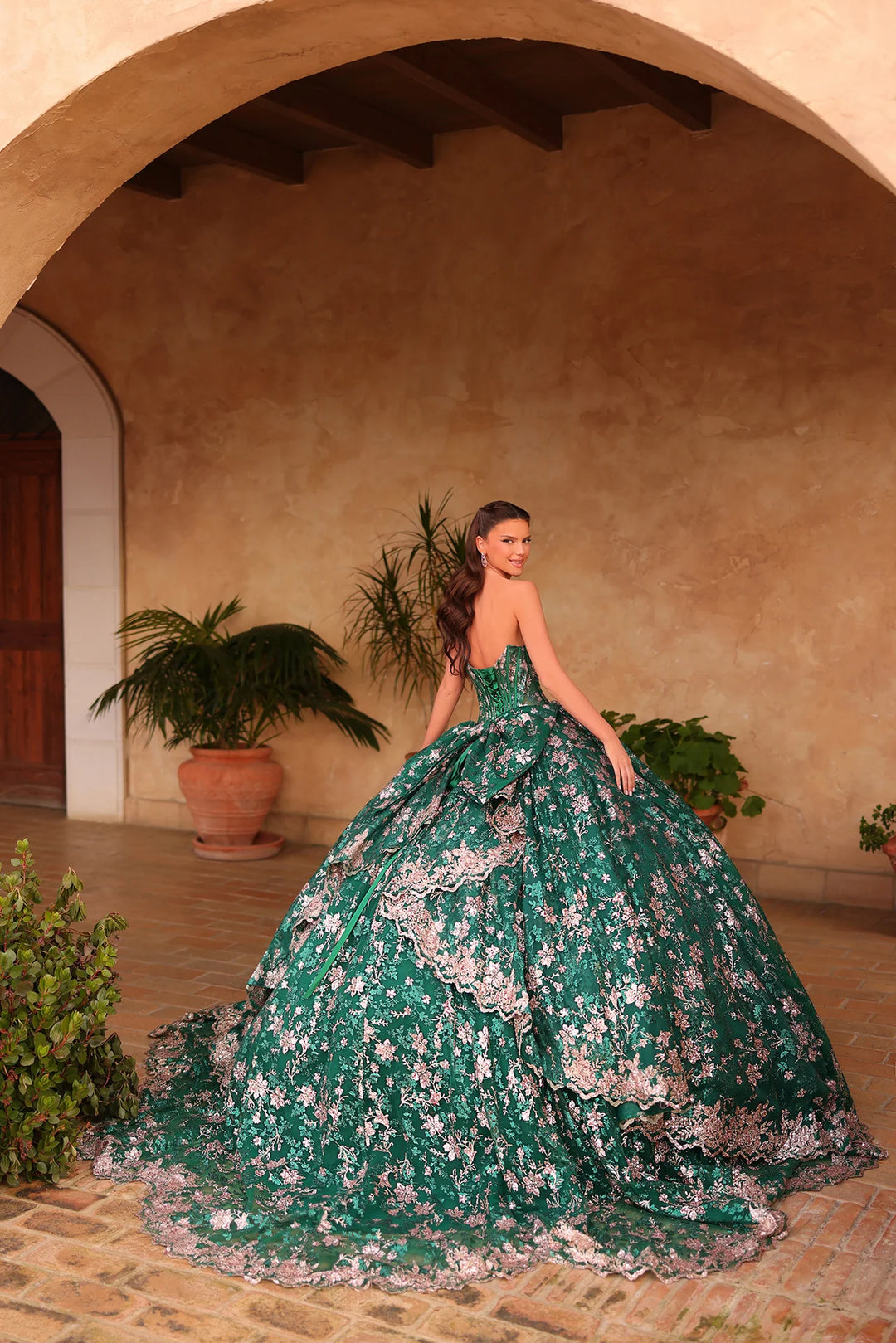 Glitter Print Strapless Ball Gown by Amarra 54131