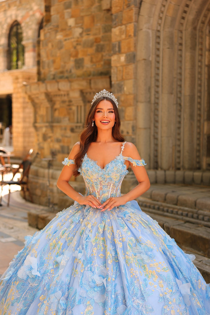 3D Floral Cold Shoulder Ball Gown by Amarra 54232