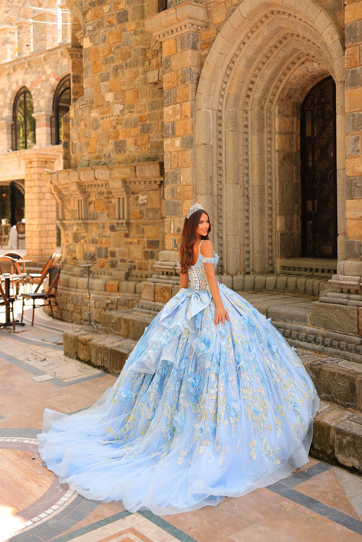 3D Floral Cold Shoulder Ball Gown by Amarra 54232