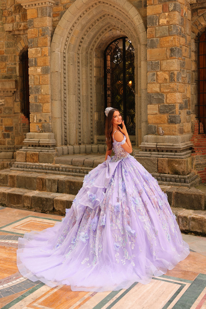 3D Floral Cold Shoulder Ball Gown by Amarra 54232