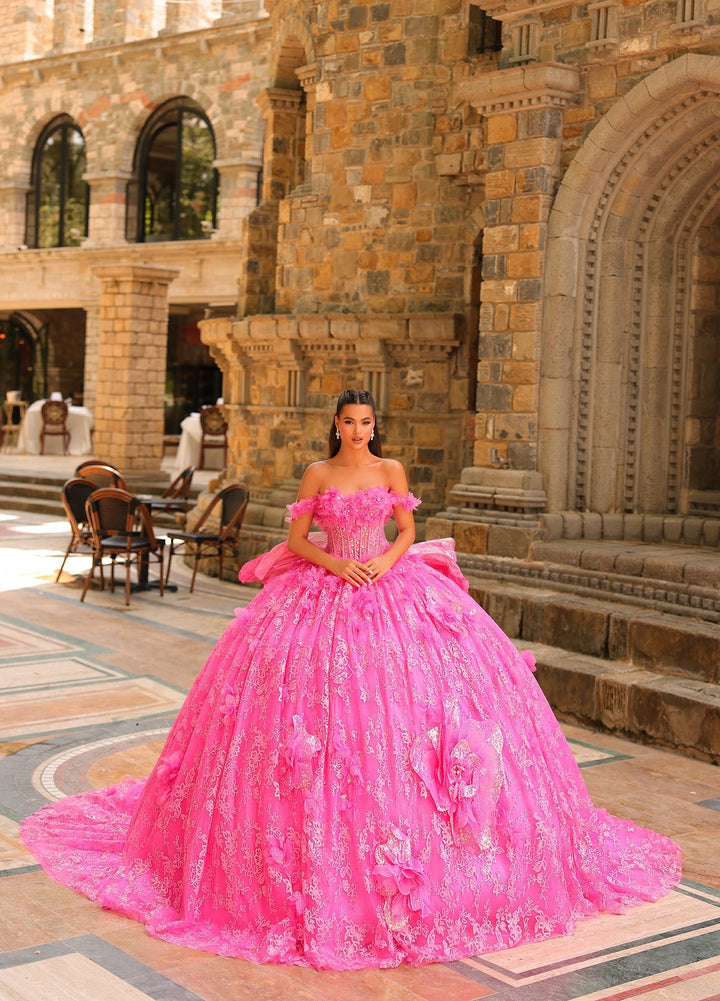 Off Shoulder Bow Ball Gown by Amarra 54233