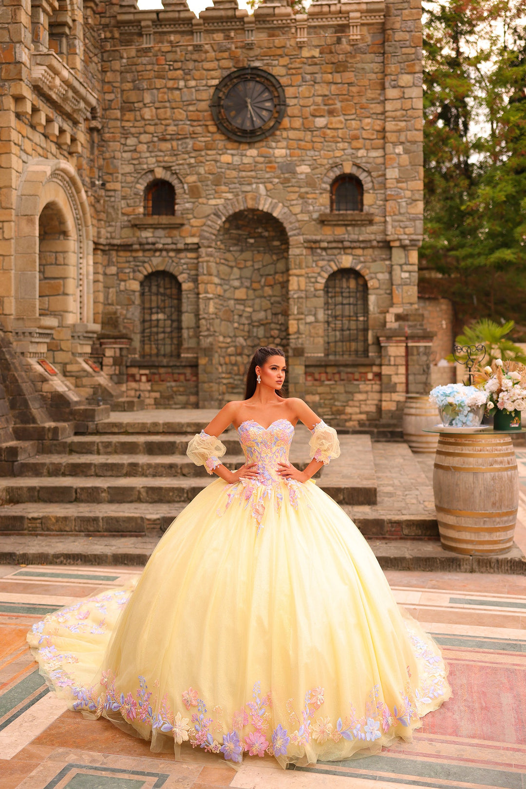 Strapless Puff Sleeve Ball Gown by Amarra 54234
