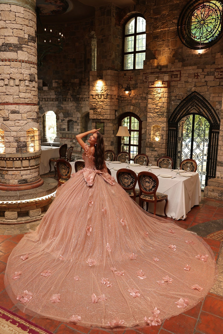 3D Floral Cold Shoulder Ball Gown by Amarra 54244