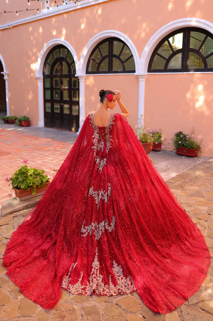 Beaded Sleeveless Cape Quinceanera Dress by Amarra 54296