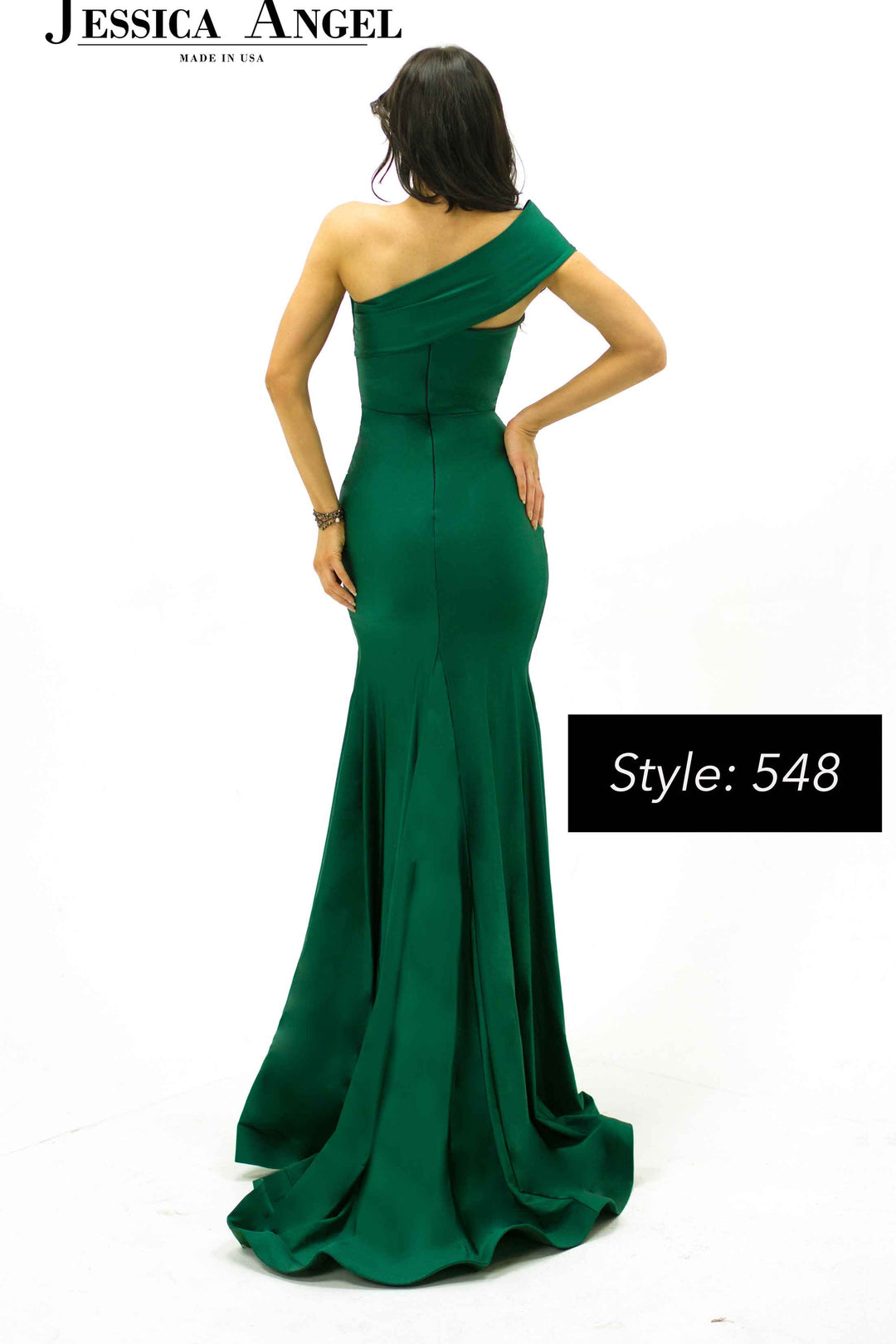 Jersey One Shoulder Slit Gown by Jessica Angel 548