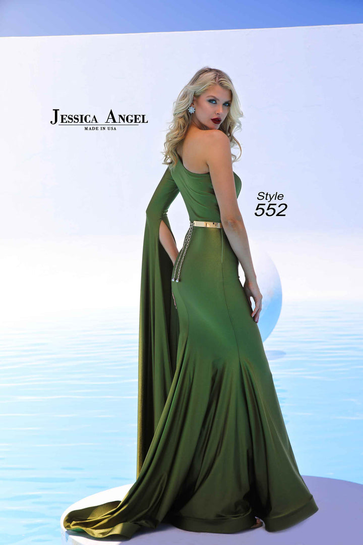 Jersey Fitted Long Sleeve Gown by Jessica Angel 552