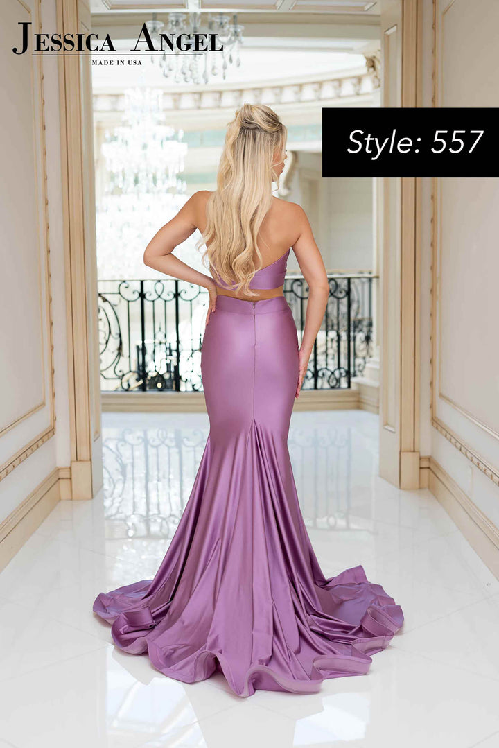 Jersey 2-Piece V-Neck Gown by Jessica Angel 557
