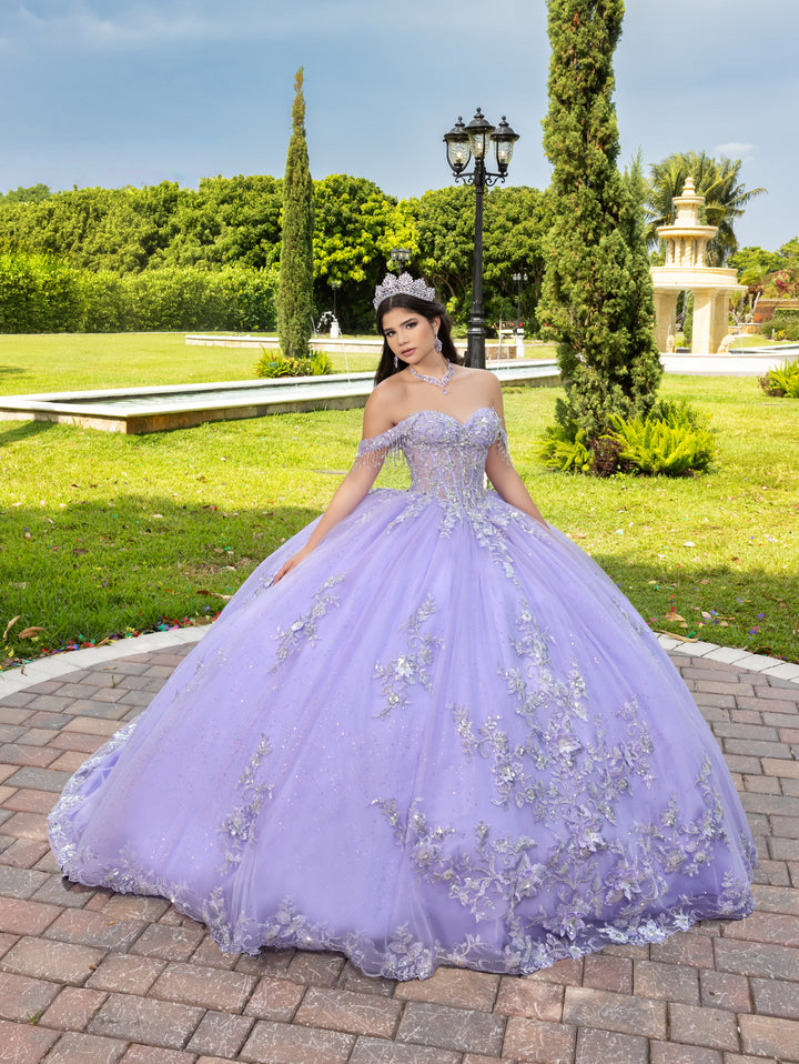 3D Floral Off Shoulder Ball Gown by LizLuo Fiesta 56526
