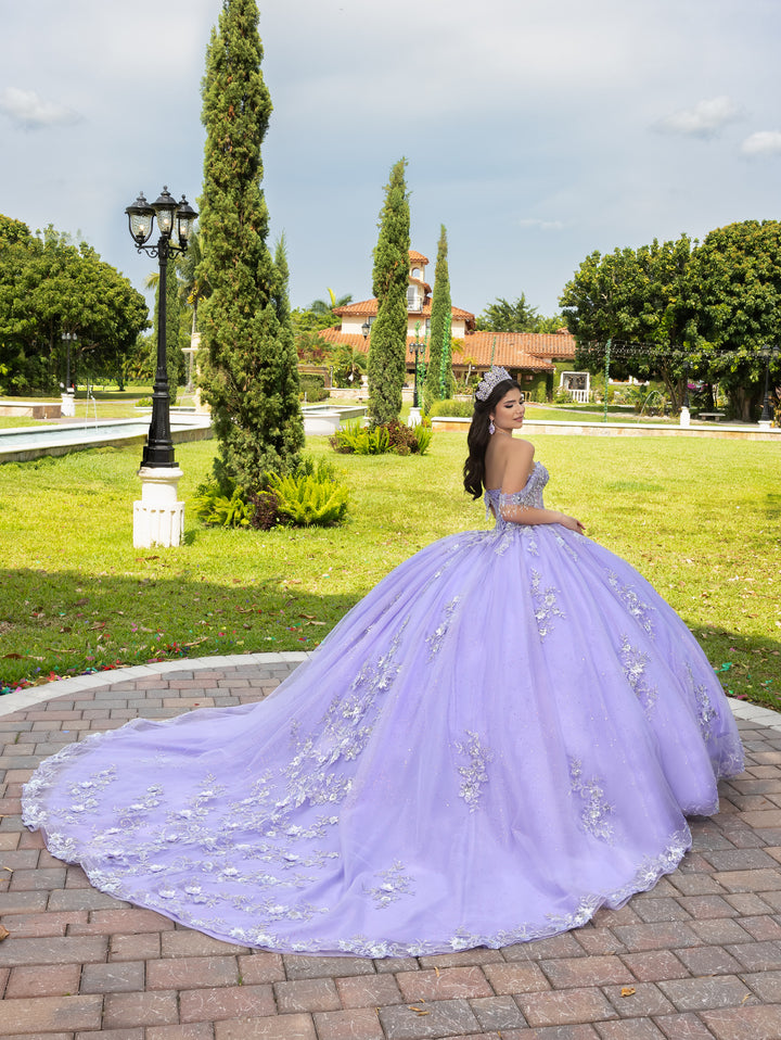 3D Floral Off Shoulder Ball Gown by LizLuo Fiesta 56526
