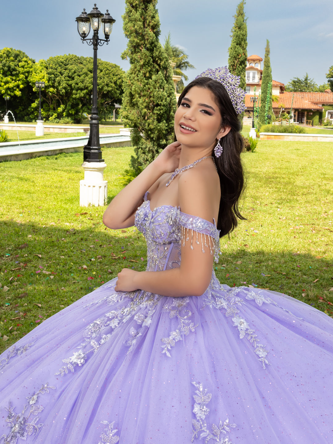3D Floral Off Shoulder Ball Gown by LizLuo Fiesta 56526