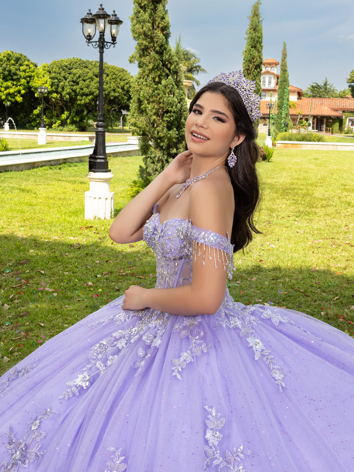 3D Floral Off Shoulder Ball Gown by LizLuo Fiesta 56526