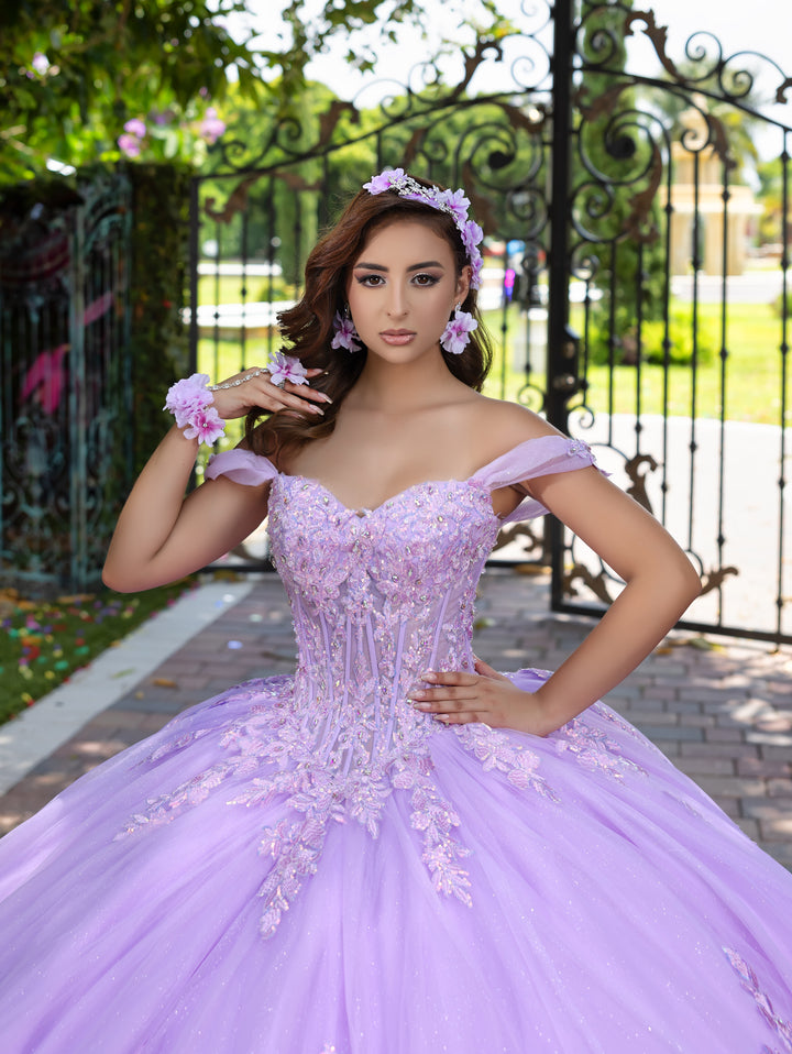 3D Floral Off Shoulder Ball Gown by LizLuo Fiesta 56529