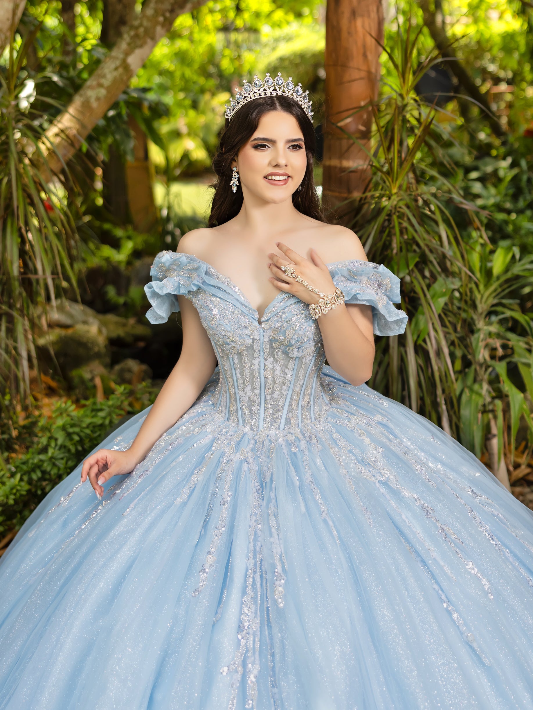 Beaded Off Shoulder Ball Gown by LizLuo Fiesta 56535 – ABC Fashion