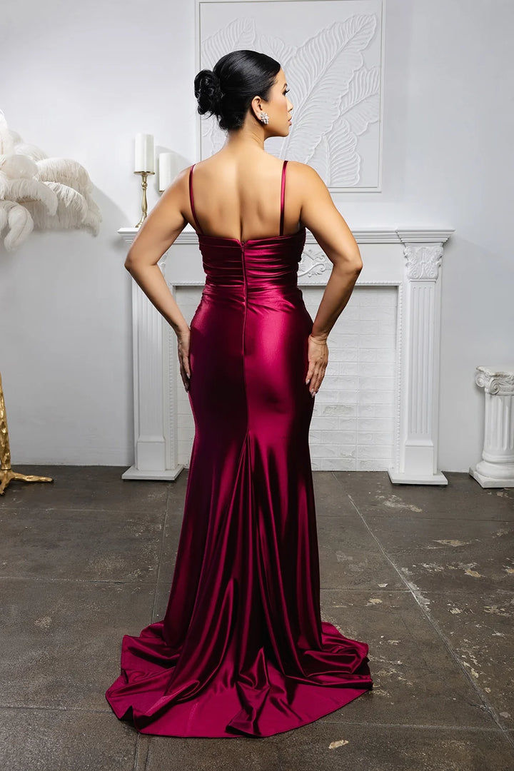 2-Piece Short Sleeve Slit Gown by May Queen MQ2173
