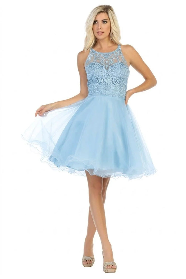 Short Sleeveless Ruffled Dress by May Queen MQ1658