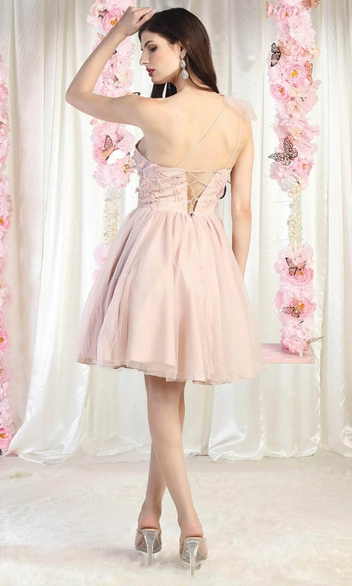 Short One Shoulder A-line Dress by May Queen MQ1952