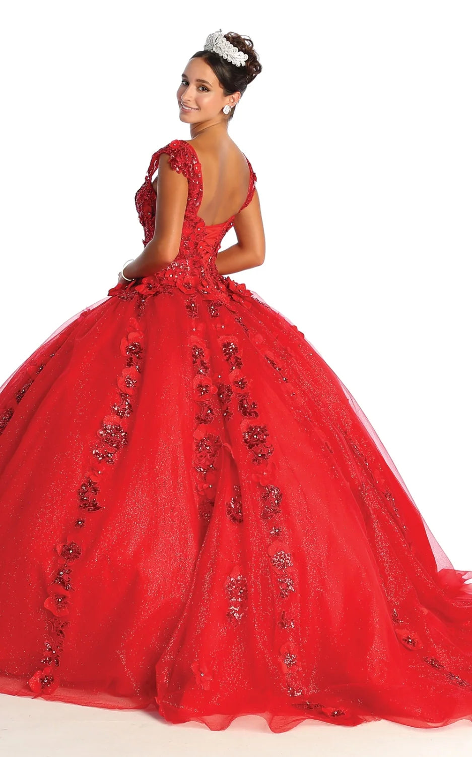 3D Floral Sleeveless Ball Gown by May Queen LK171