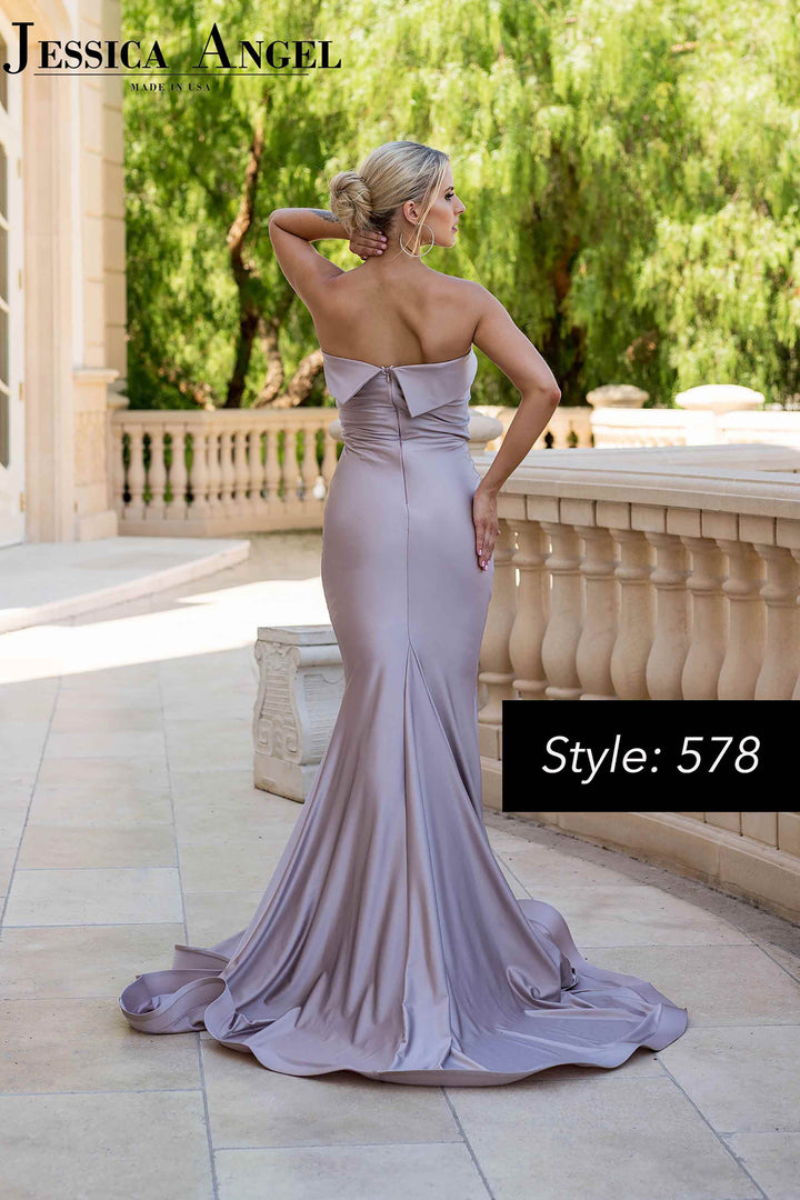 Jersey Fitted Strapless Gown by Jessica Angel 578