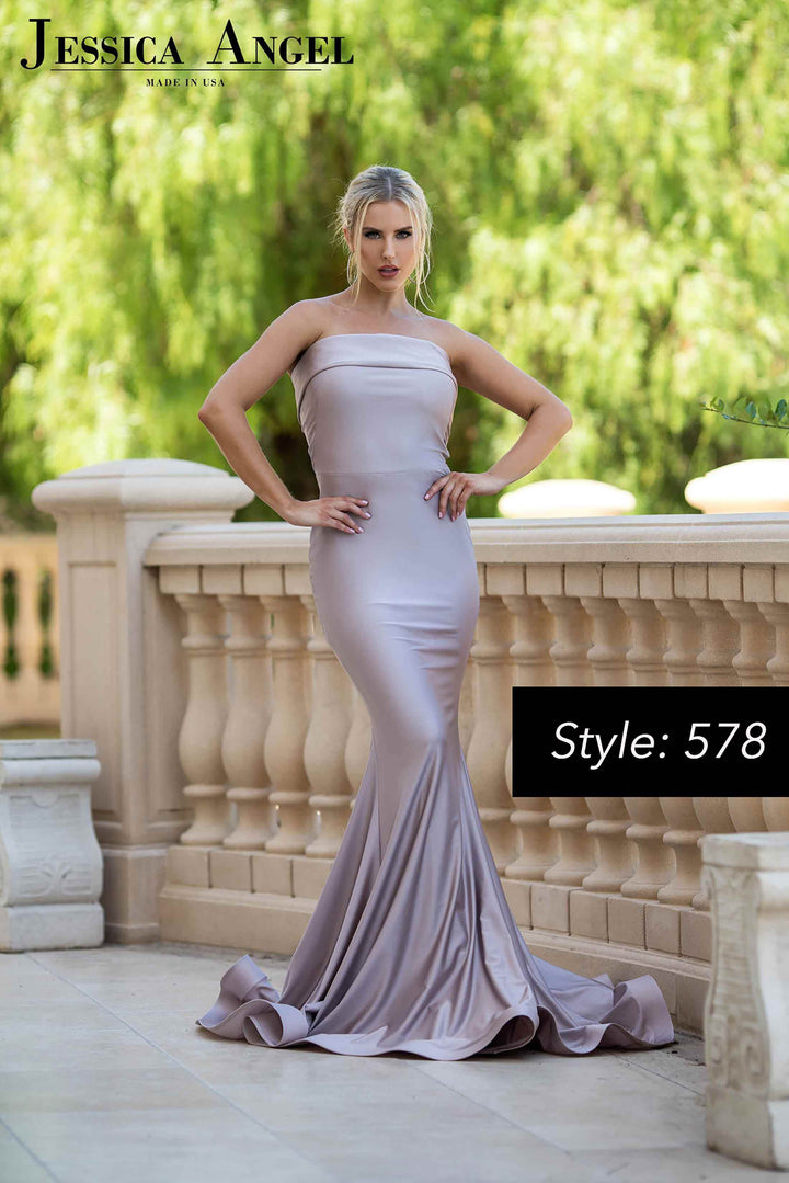 Jersey Fitted Strapless Gown by Jessica Angel 578