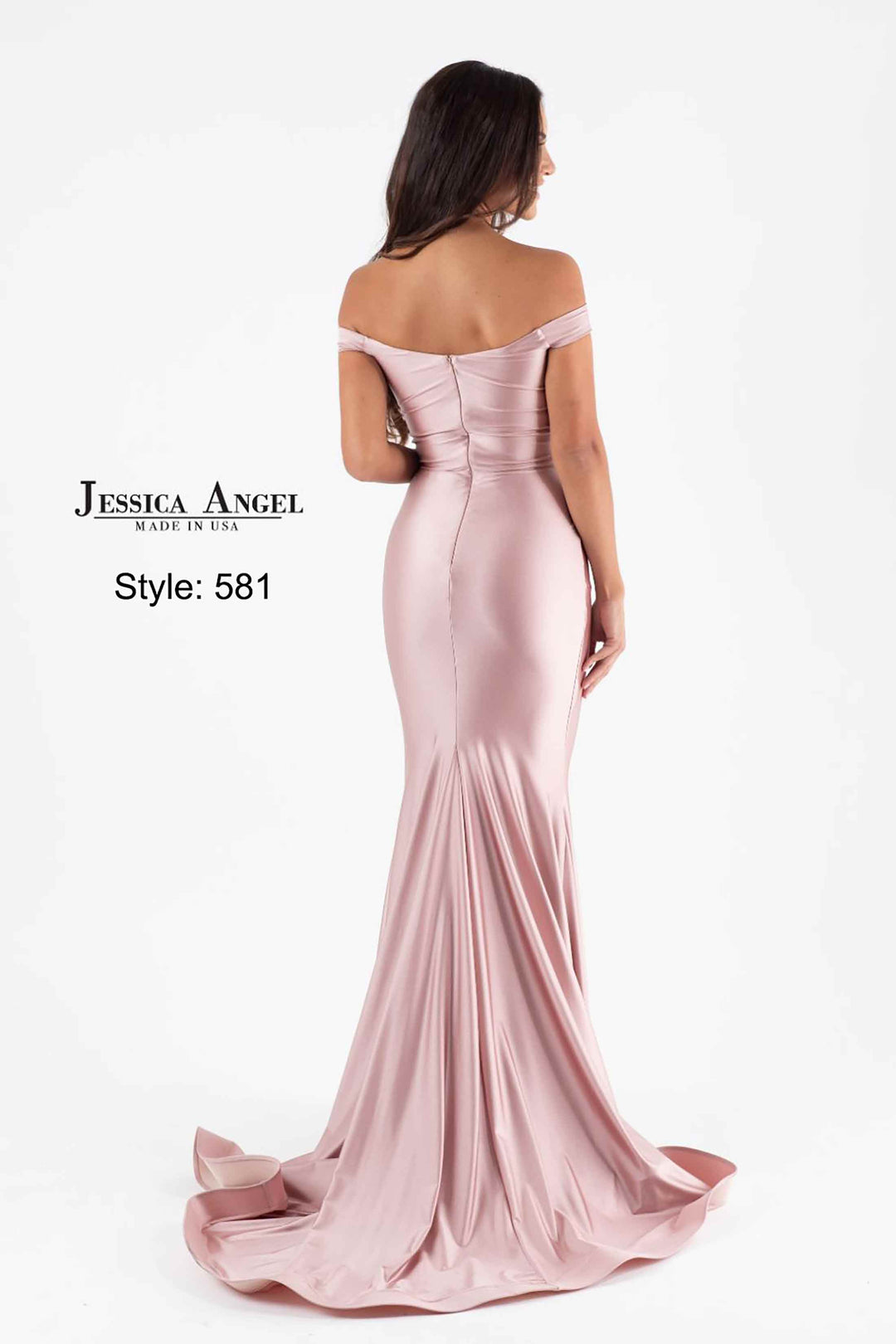 Jersey Fitted Off Shoulder Gown by Jessica Angel 581