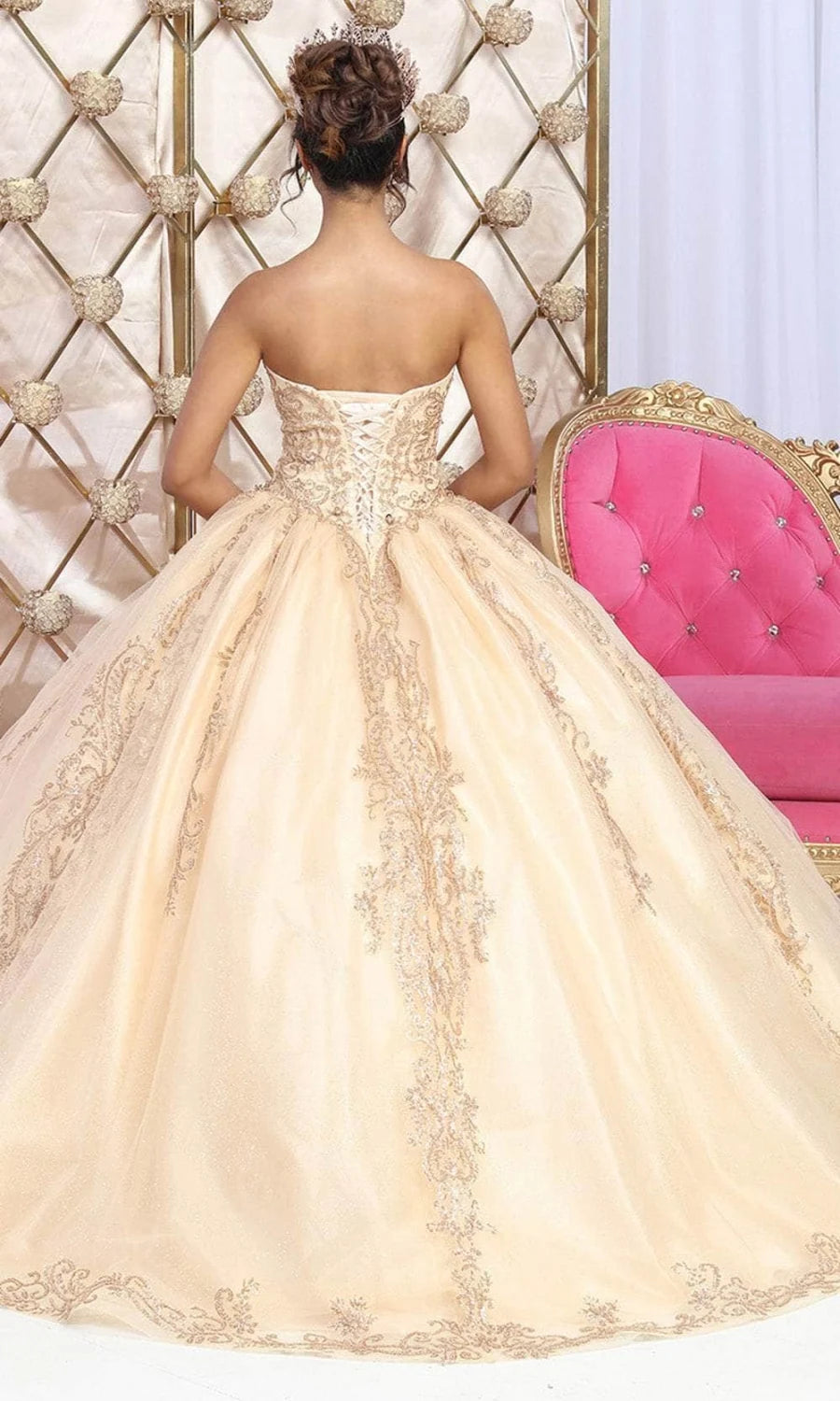 Strapless Cape Ball Gown by May Queen LK230