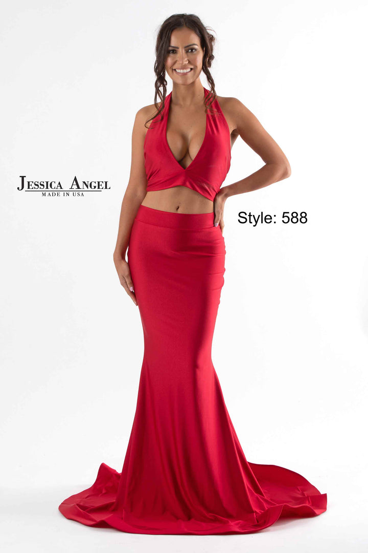 Jersey 2-Piece Halter Gown by Jessica Angel 588