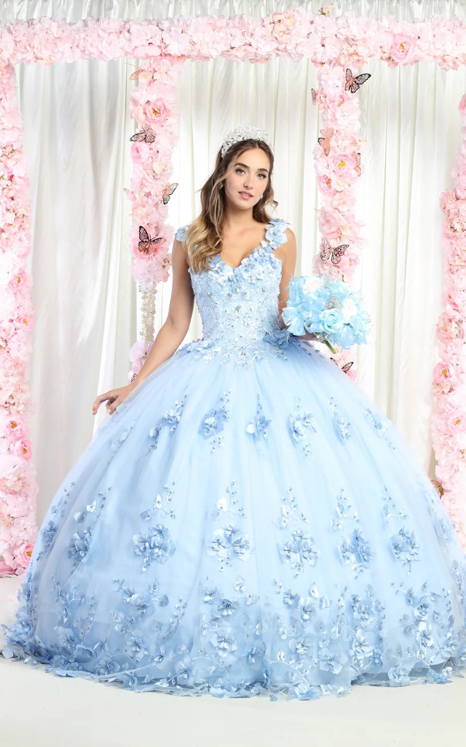 3D Floral Sleeveless Ball Gown by May Queen LK157