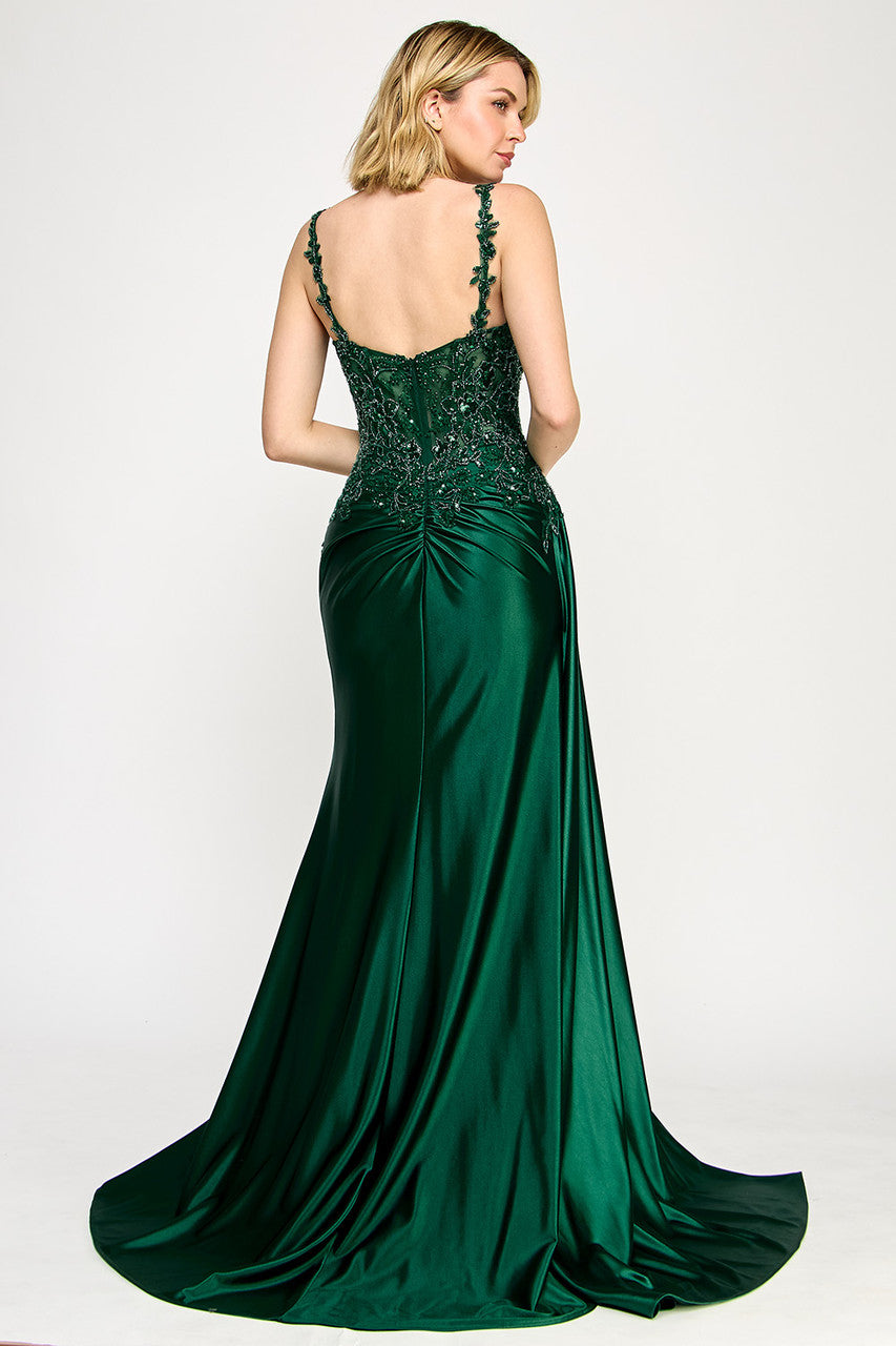 Embroidered Sateen Sleeveless Gown by Lenovia 8361