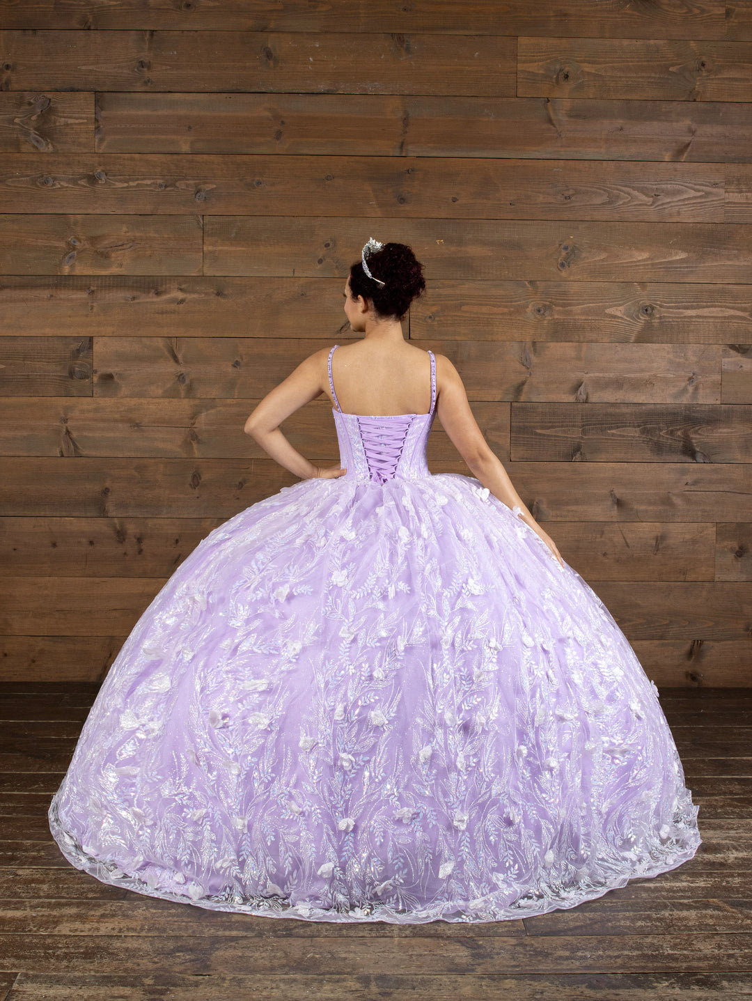 3D Floral V-Neck Tiered Ball Gown by Calla SCL-30029