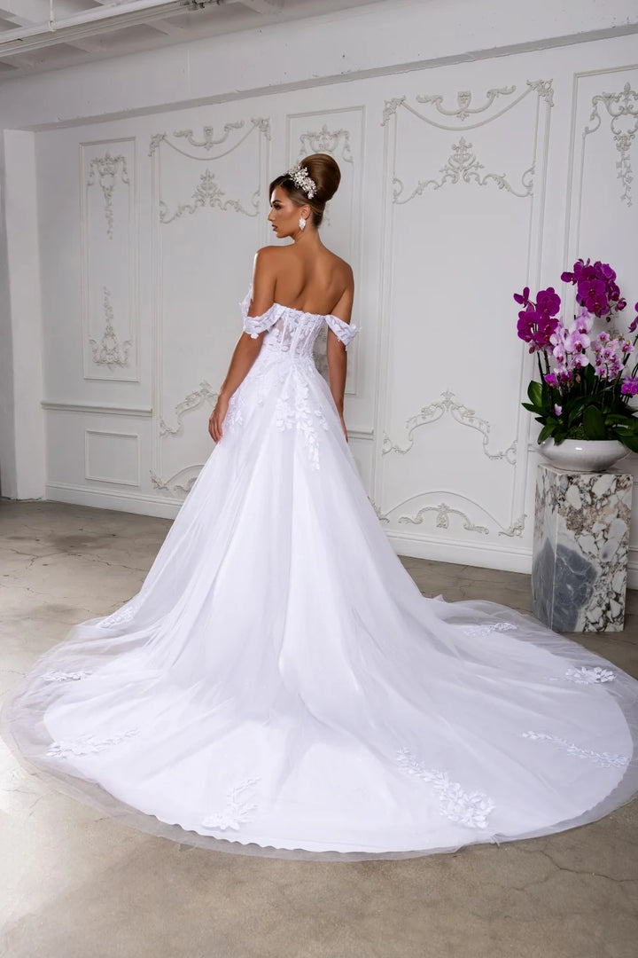 Off Shoulder A-line Bridal Gown by May Queen RQ8275
