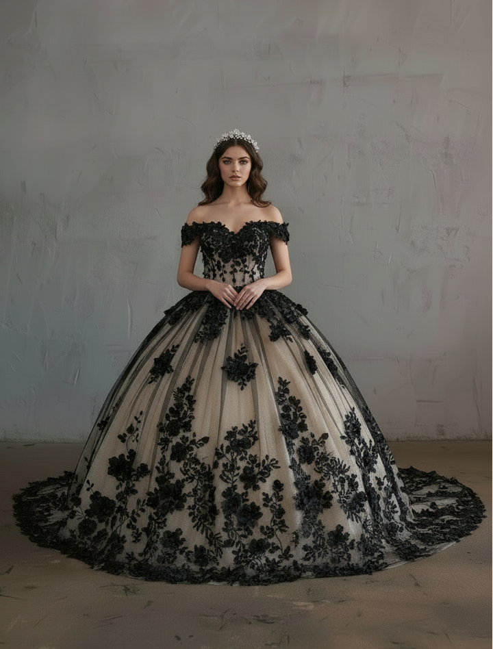 3D Floral Off Shoulder Ball Gown by Calla SCL-30005