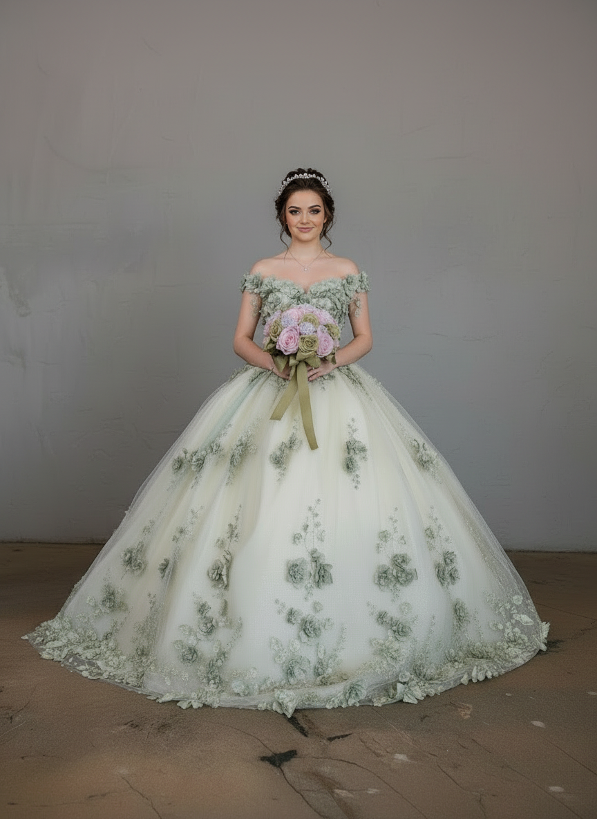 3D Floral Off Shoulder Ball Gown by Calla SCL-30005