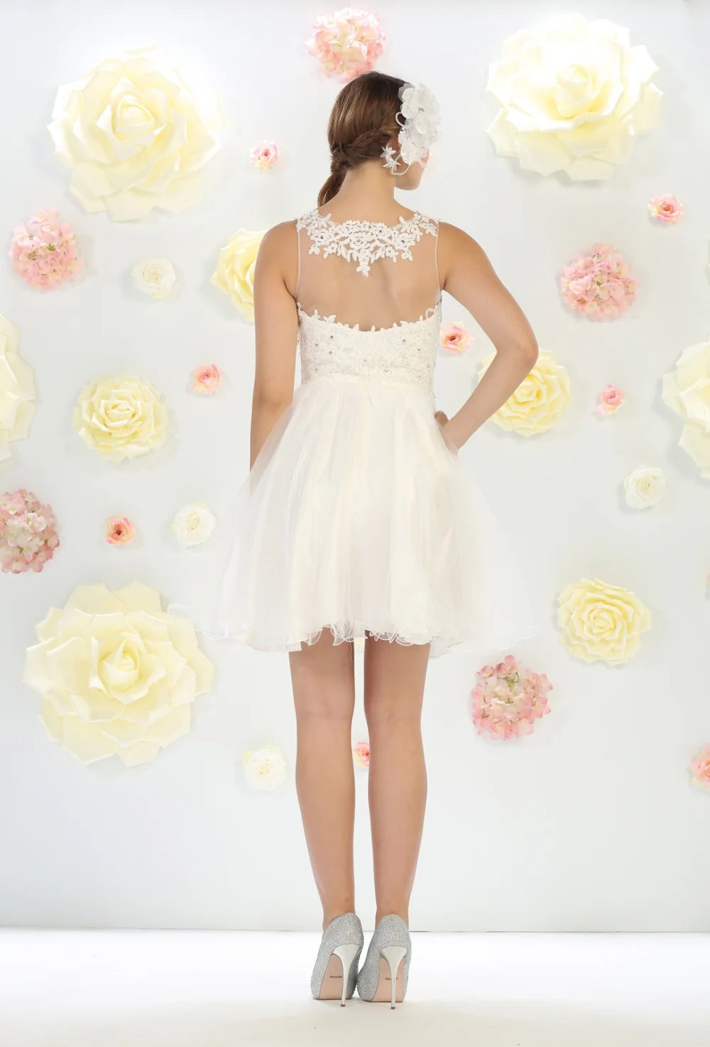 Short Sleeveless Ruffled Dress by May Queen MQ1429
