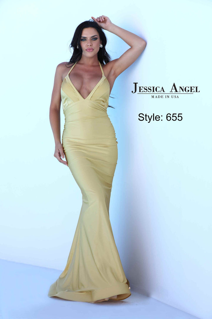 Jersey Fitted Strappy Back Gown by Jessica Angel 655