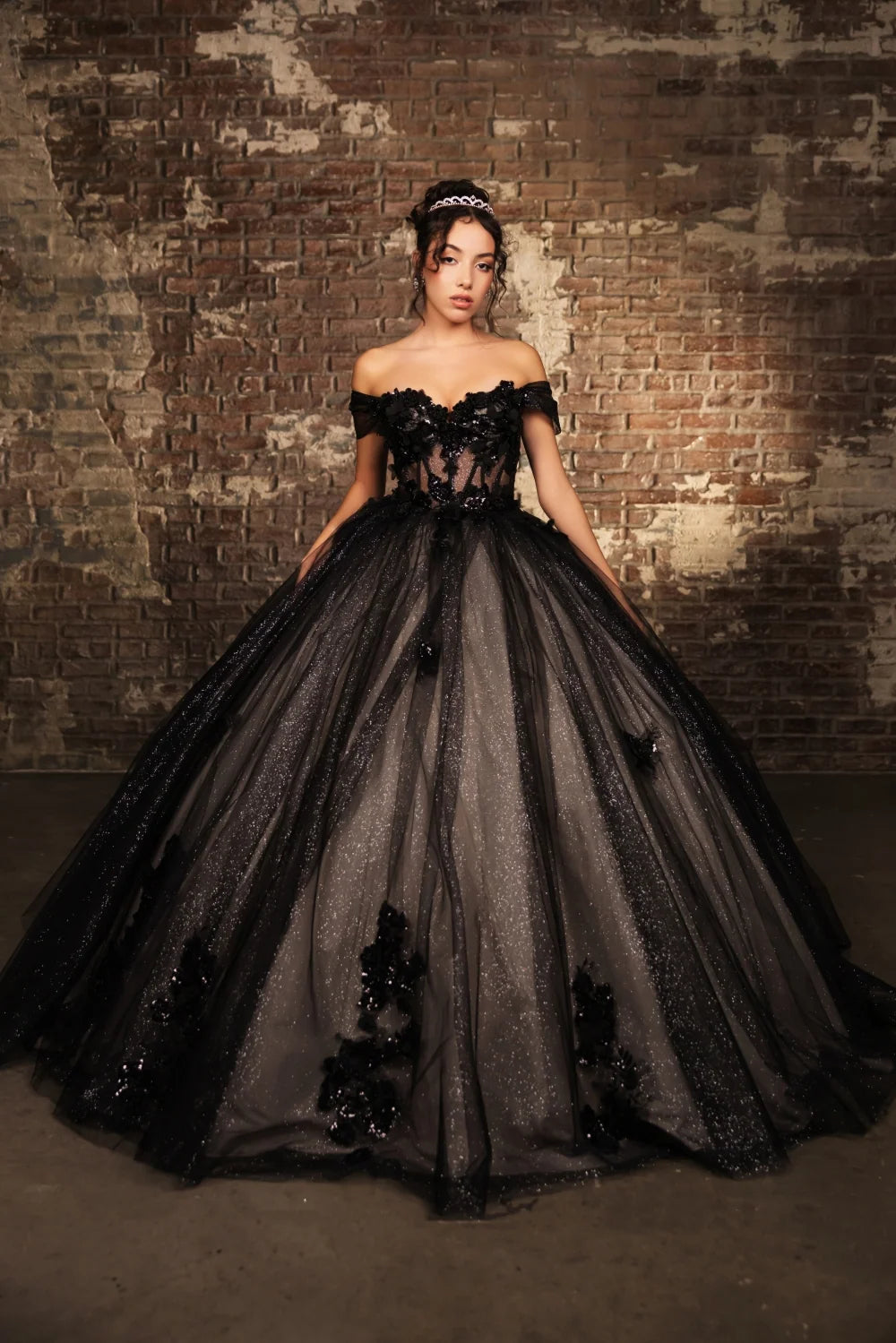 3D Floral Off Shoulder Ball Gown by May Queen LK244