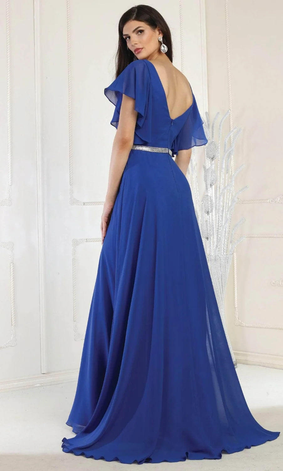 Short Flutter Sleeve A-line Gown by May Queen MQ1972