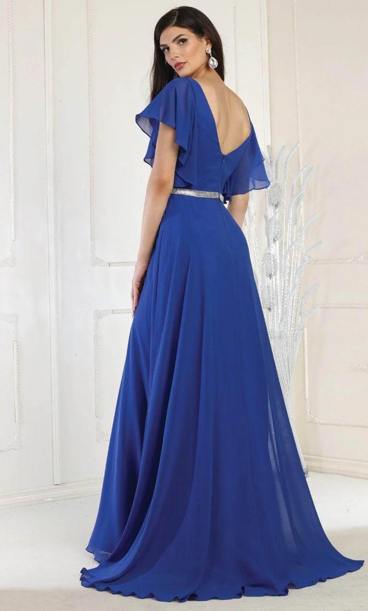 Short Flutter Sleeve A-line Gown by May Queen MQ1972