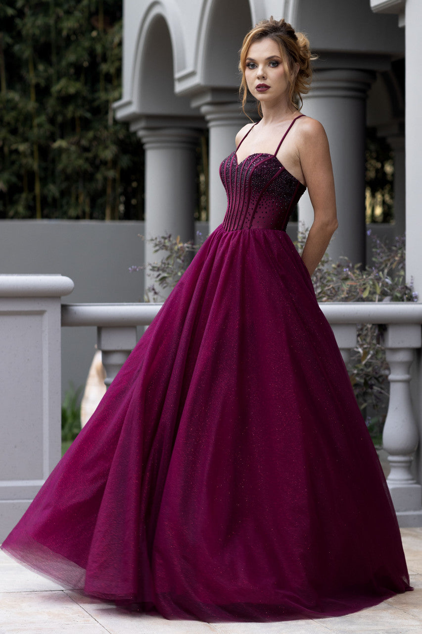 Heat Stone Sleeveless A-line Gown by Lenovia 8503
