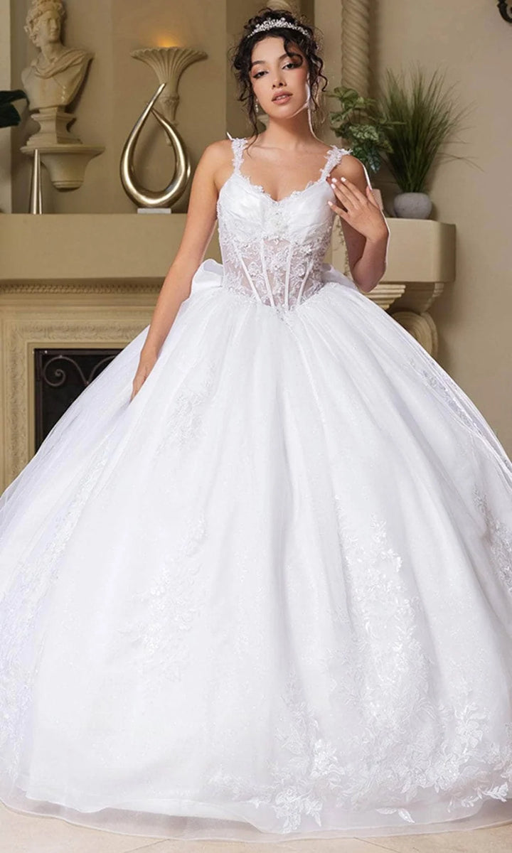 Applique Sleeveless Ball Gown by May Queen LK269