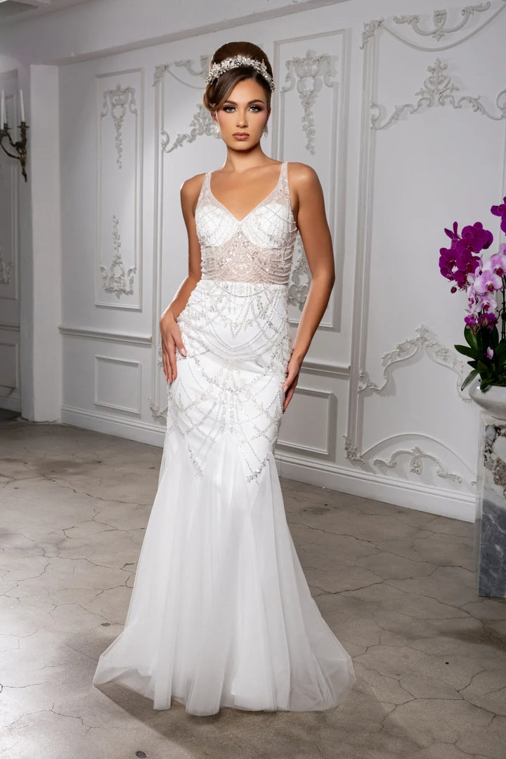 V-Neck Mermaid Bridal Gown by May Queen RQ8201